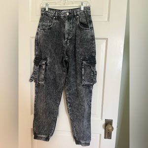 Garage black denim cargo jeans